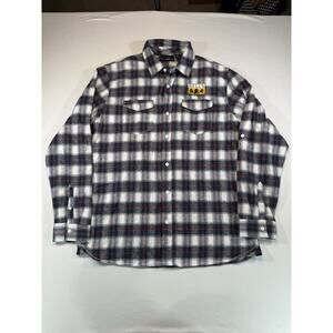 Burnside Bell’s Brewery Patch Plaid Flannel Shirt Mens XL Button Up